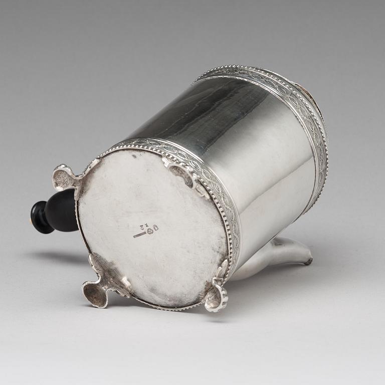 A Swedish 18th century silver coffee-pot, mark of Peter Johan Zetterling, Linköping 1792.