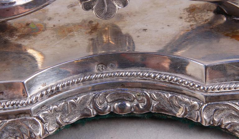 SALTKAR, silver och glas, senempire, Österrike-Ungern, 1800-talets mitt.