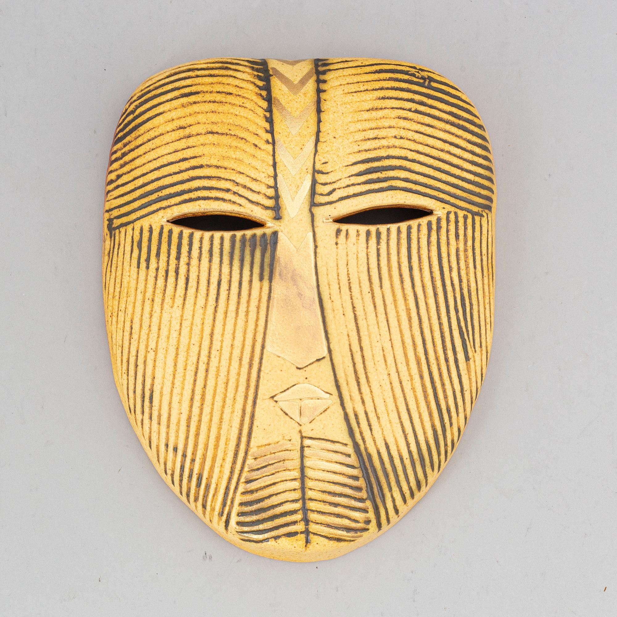 A Lisa Larson stoneware figure of a mask, K-Studion, Gustavsberg.