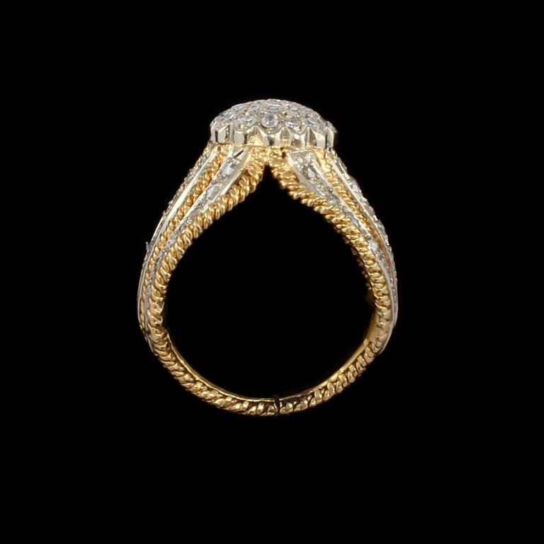 RING, 14k guld med åttkantslipade och rosenslipade diamanter. Vikt 10 g.