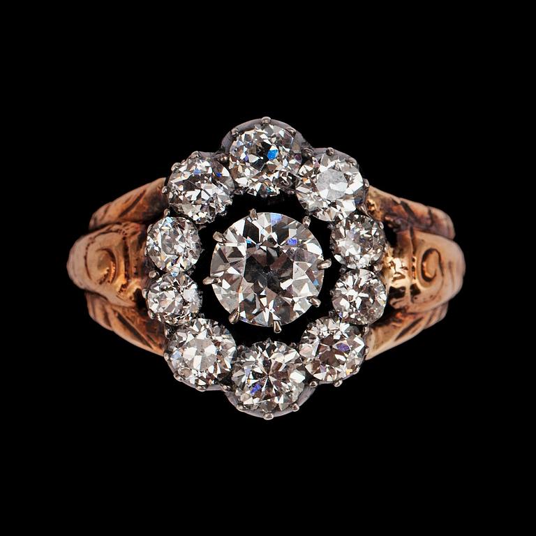 RING, antikslipade diamanter, tot. ca 3 ct.
