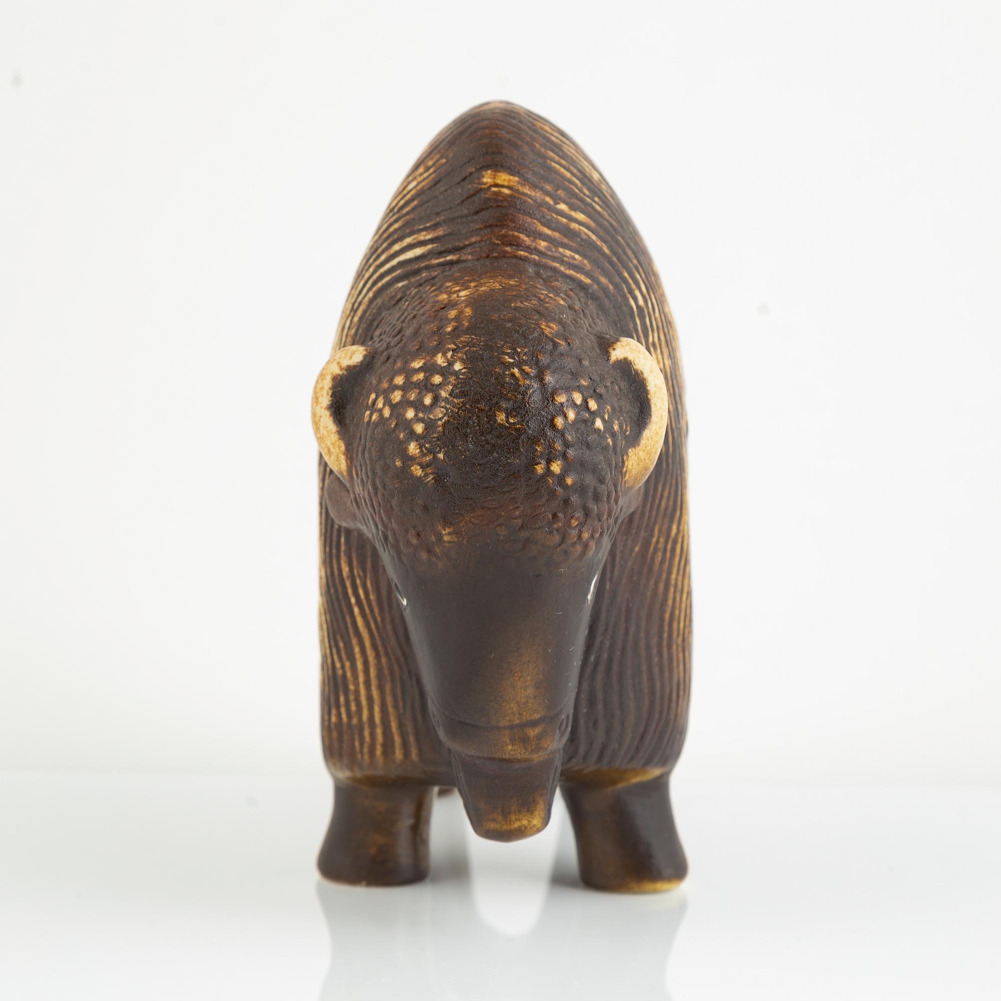 Lisa Larson, a 'Visent' figurine, for NK, Nordiska Kompaniet, Sweden in collaboration with WWF, Gustavsberg.