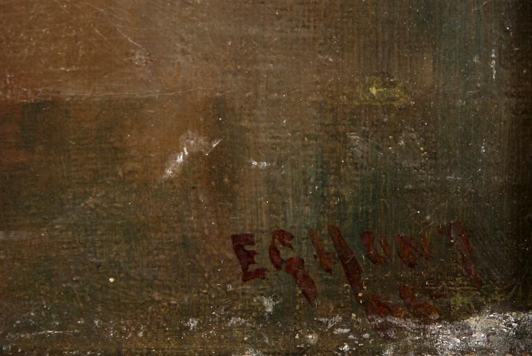OKÄND KONSTNÄR olja, sign E G Hunt, 1800/1900-tal.