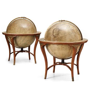 99. A pair of Swedish terrestial and celestial globes by  Andreas Åkerman 1766.