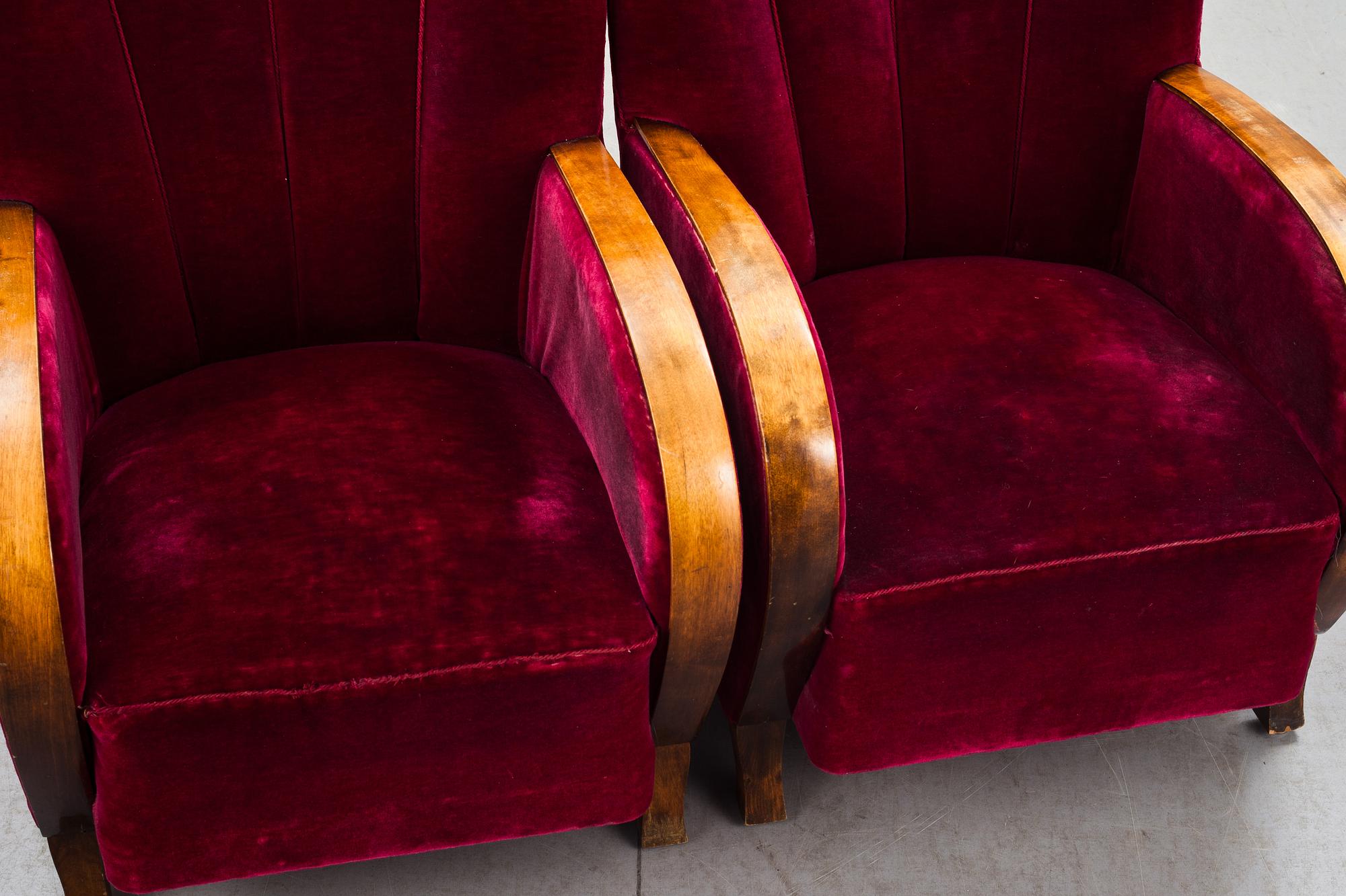 FÅTÖLJER, ett par, art deco-stil, 1900-talets mitt.