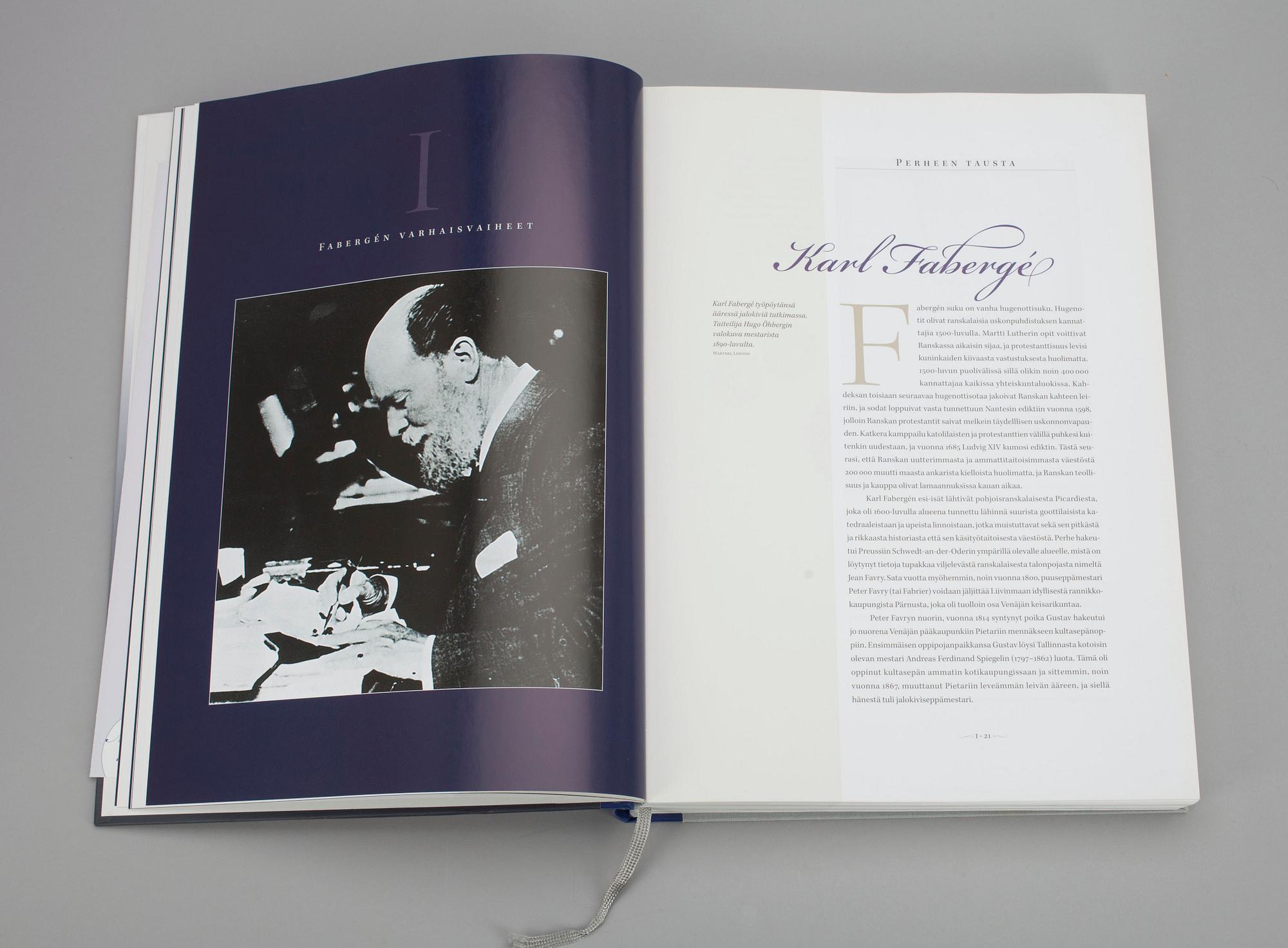 BOK, "Fabergé ja hänen suomalaiset mestarinsa" Ulla Tillander-Godenhielm, Tammi, Helsingfors 2008. Numrerad 1800/1619.