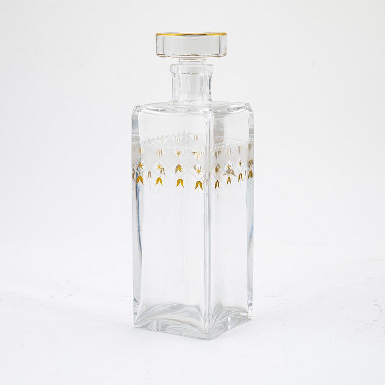 Karaff med propp, glas, "Odelberg junior", Kosta, 1900-tal.