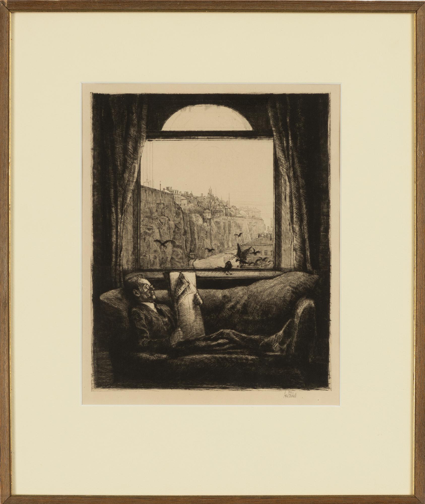 Axel Fridell, "Liggande tidningsläsare" (Mr. Foss).