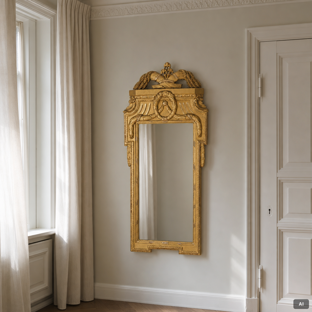 A Gustavian giltwood mirror by J. Åkerblad (master in Stockholm 1758-99).