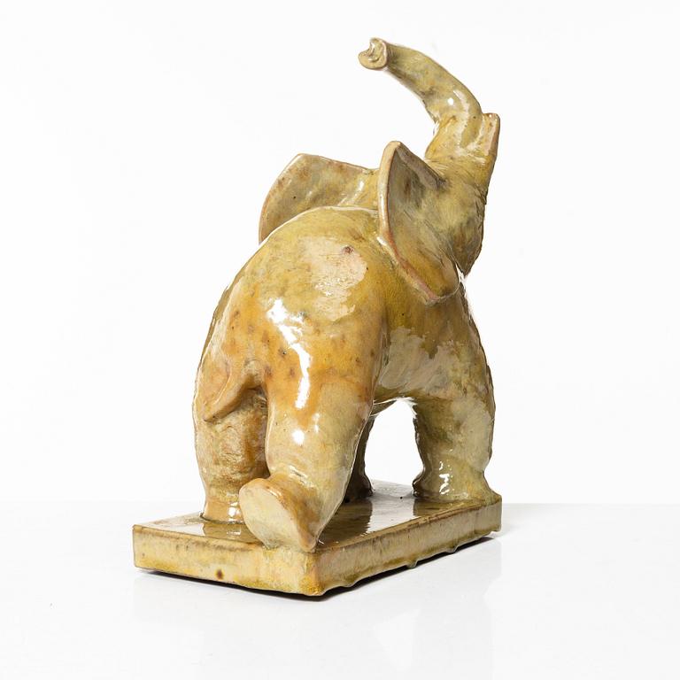 Allan Ebeling, a glazed ceramic sculpture of an elephant, Torshälla 1933.