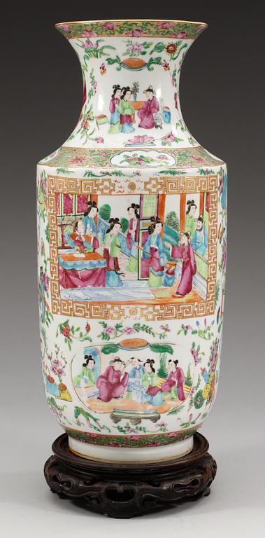 A polychrome Kanton floor vase, late Qing.