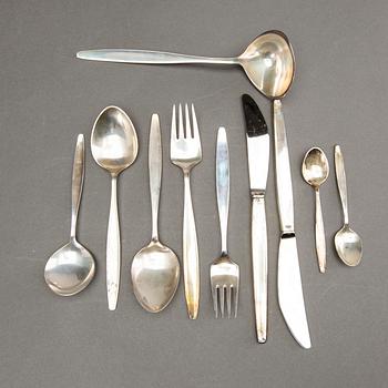 TIAS ECKHOFF, a set of 40 pcs of sterling silver and stainless steel 'Cypress' flatware, Georg Jensen, Copenhagen.