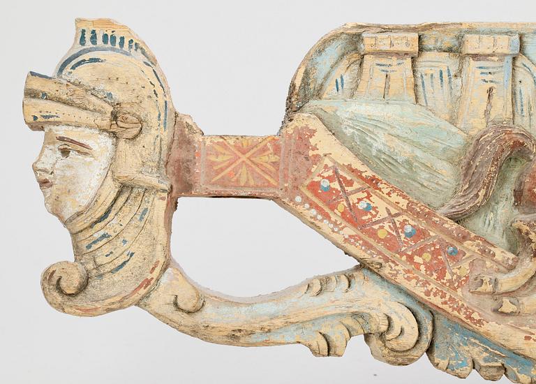 DEKORRELIEF TILL VAGN, trä, Sicilien, troligen 1700-tal.