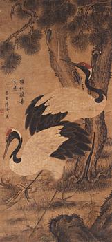 A scroll painting, ink and colour on paper, Qing dynasty.