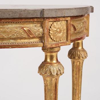 A Gustavian carved giltwood console table, late 18th century.