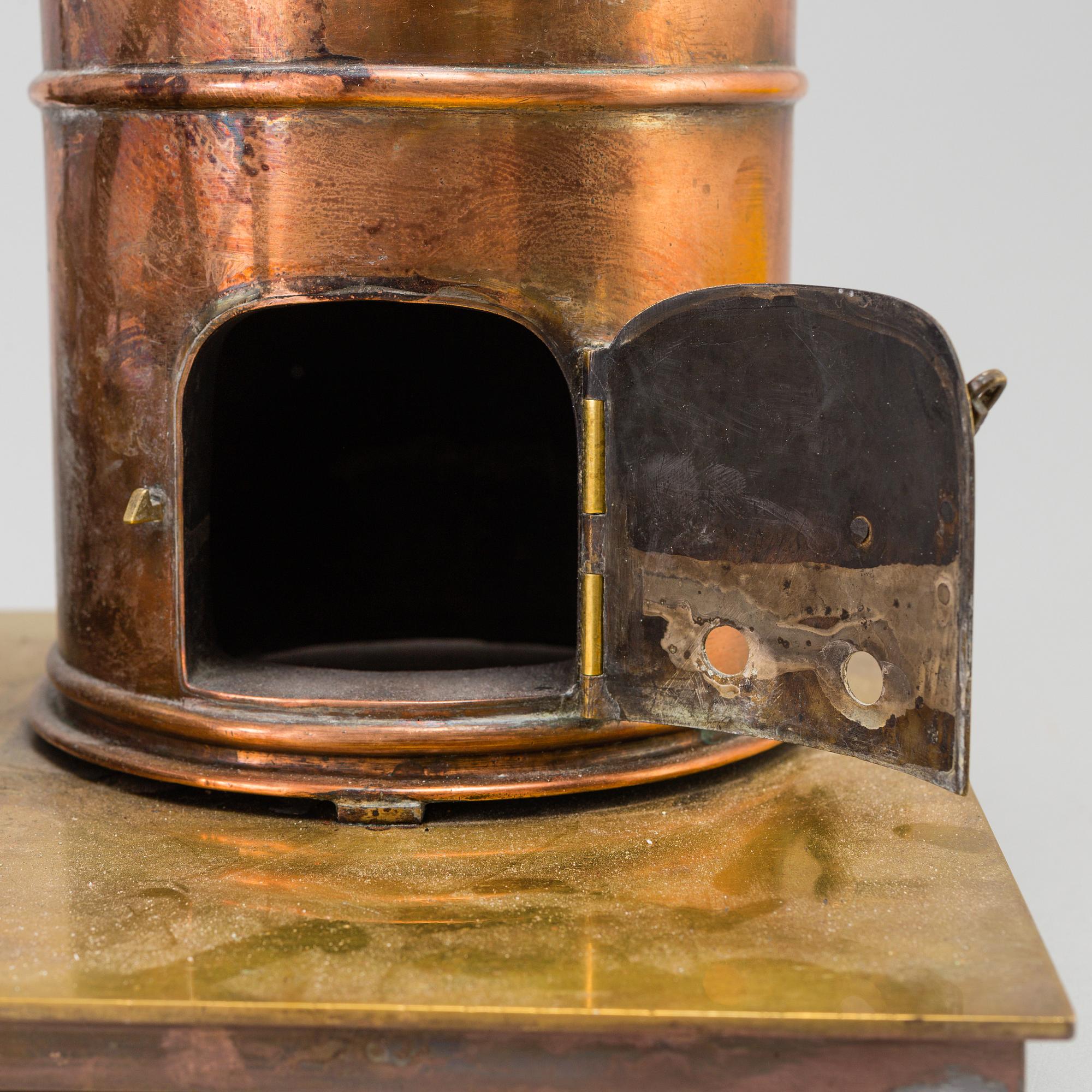 A copper and brass steam engine 20th century.