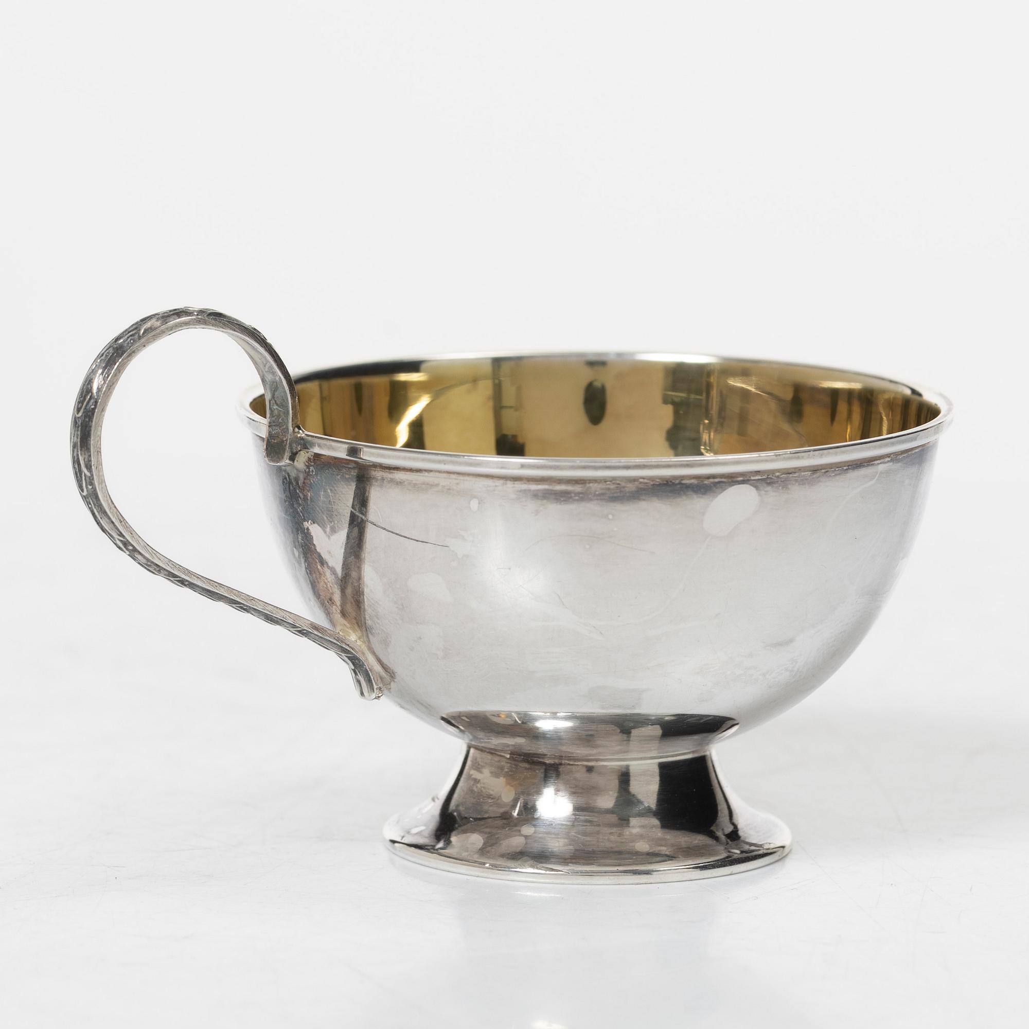 Guldsmedsaktiebolaget (GAB), Punch mugs, 6 pcs, silver, Stockholm 1962-1965.