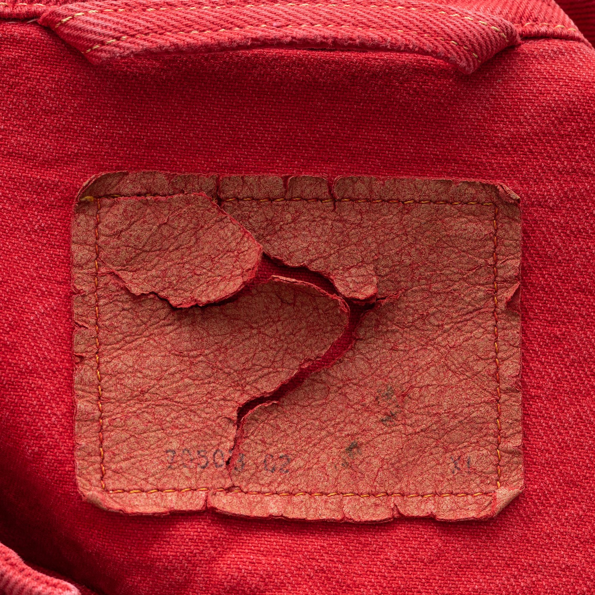 A red Levis "Security" jeans jacket from The Madonna Blond Ambition World Tour, 1990, Size XL.