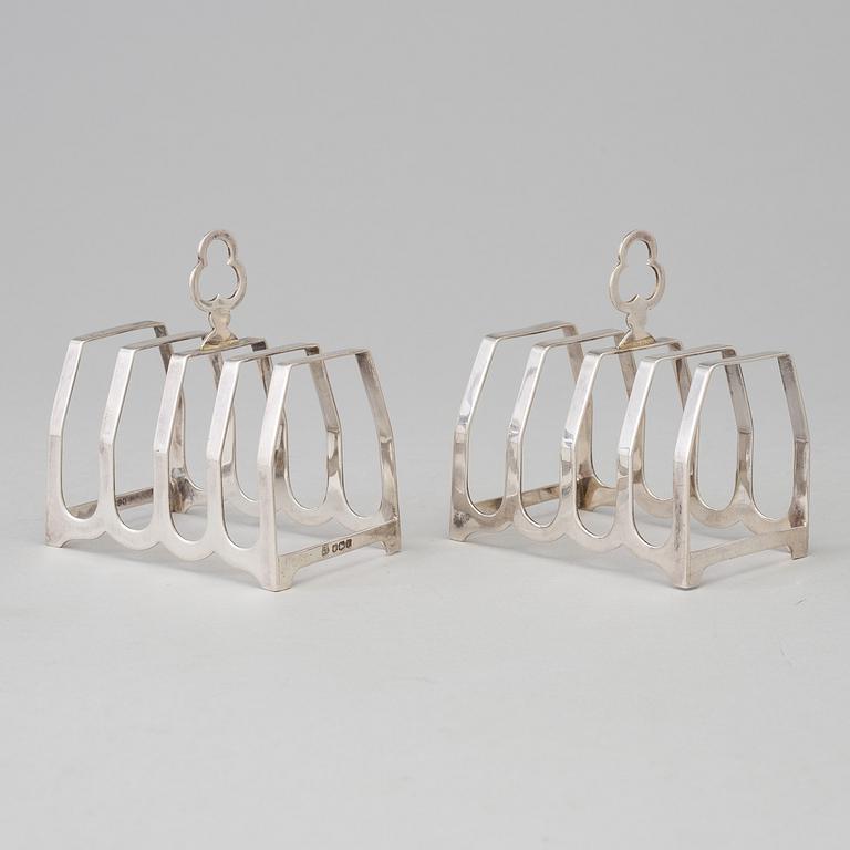a pair of silver toastracks by Cooper Brothers and Sons, Sheffield 1939.