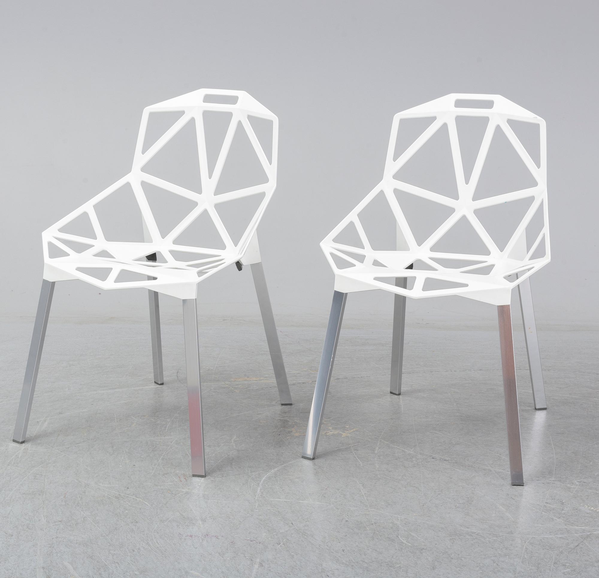 KONSTANTIN GRCIC, a pair of white aluminium "Chair one", Magis, Italien, 21st century.