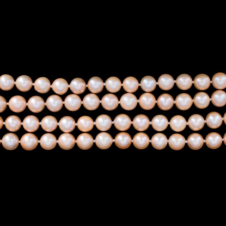COLLIER, odlade rosa South Sea pärlor, 12,5-9,5 mm.