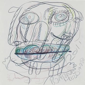 Bjarne Melgaard, chalk drawing, signed.