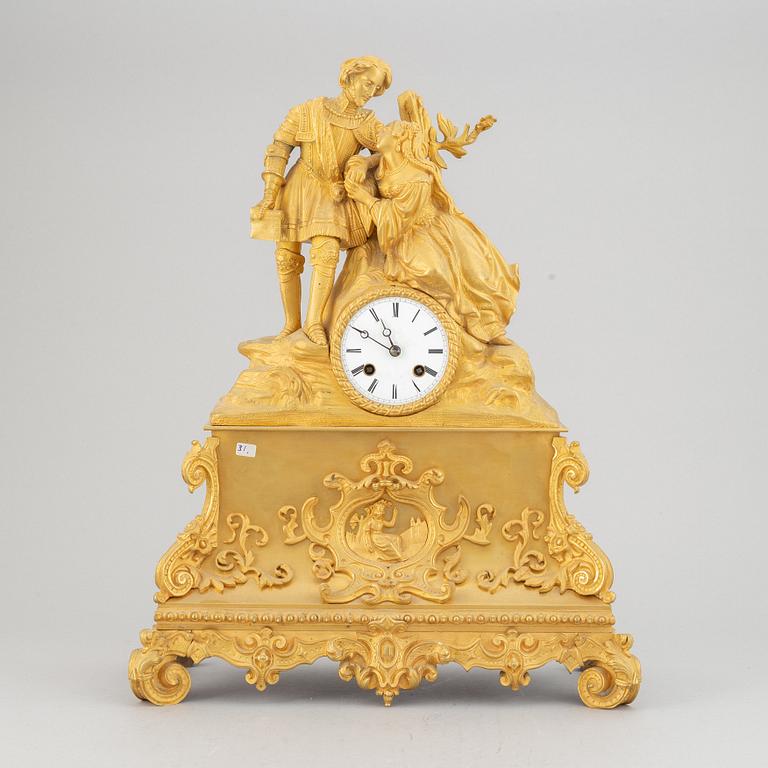 A French gilt bronze mantel clock, second half of the 19th century.