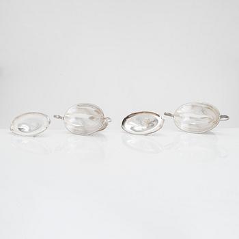 A pair of sterling silver sauce boats, London 1786. Unclear maker's mark,