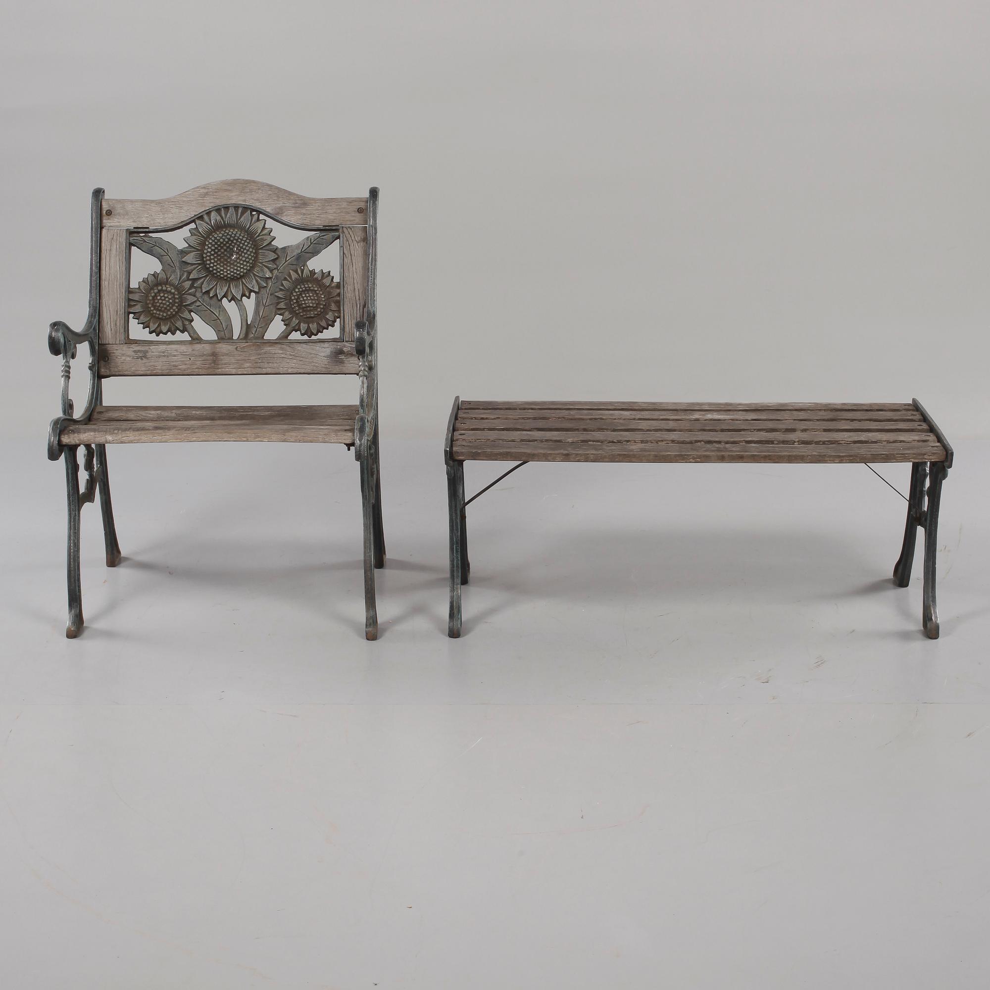 BÄNK samt KARMSTOL, sent 1900-tal.