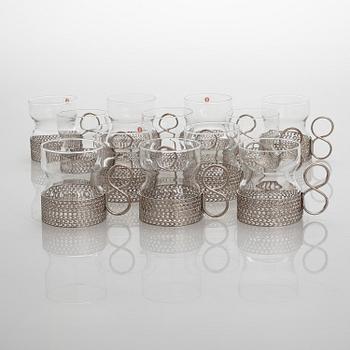 Timo Sarpaneva, teglas/ glögglas, 12 st, "Tsaikka", Iittala.