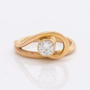 RING 18k gold 1 brilliant-cut diamond 0,47 ct inscribed, ca H-I VS.
