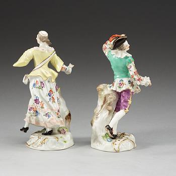 A set of two dancing figurines, Meissen, 1920's.