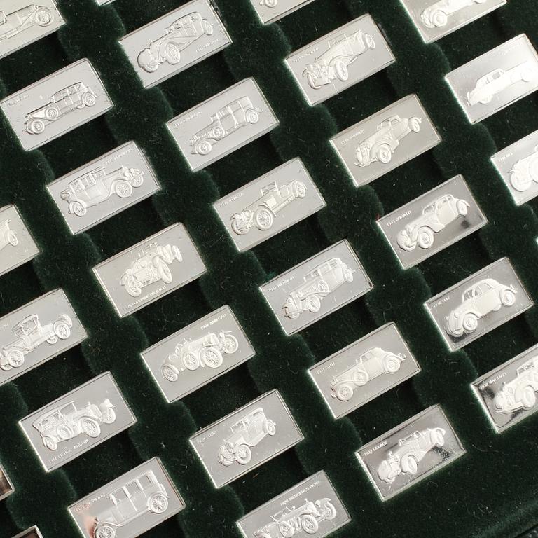 MINIATYRPLAKETTER, 100 st, sterlingsilver, Franklin Mints, 1900-talets fjärde kvartal.