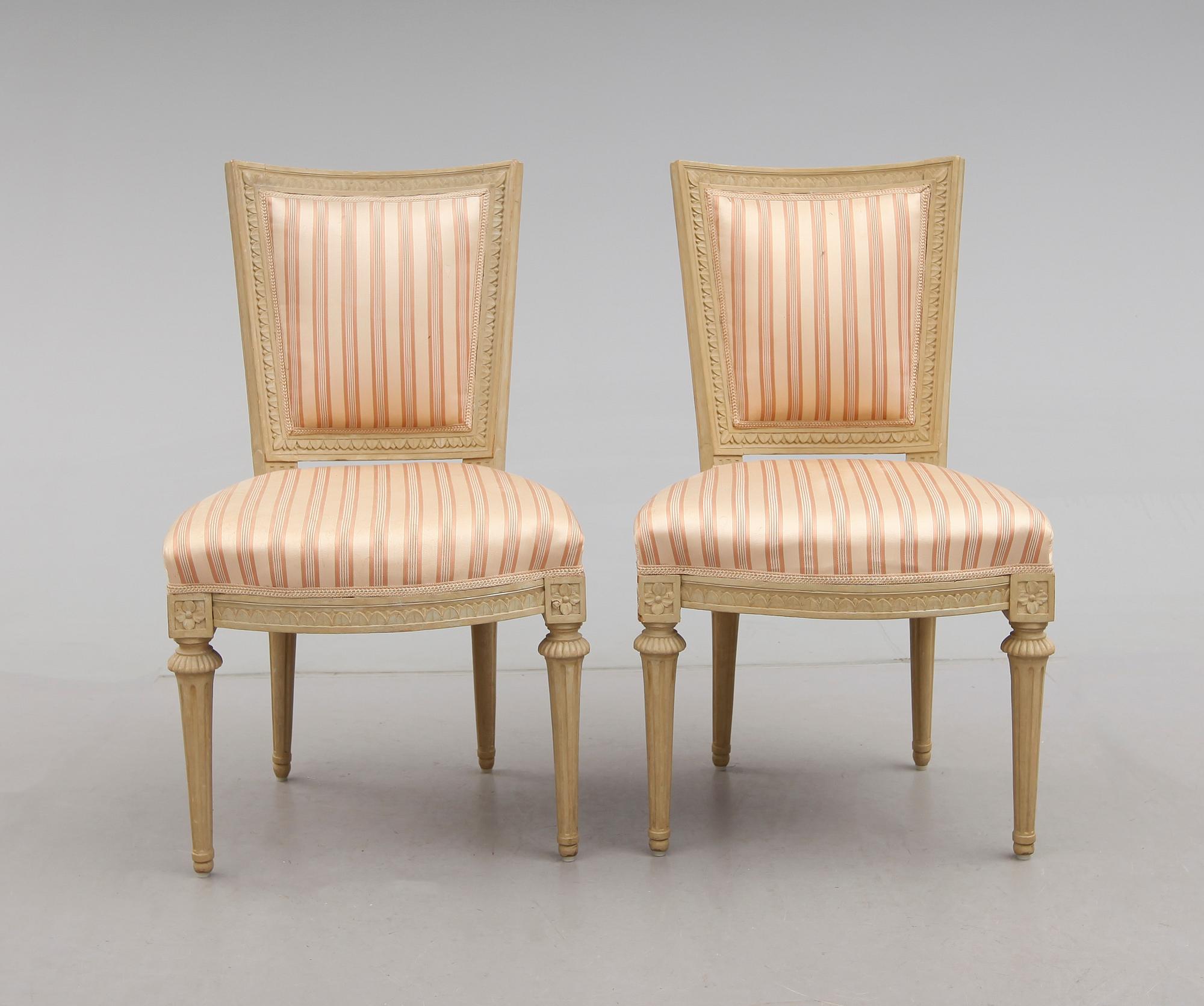 STOLAR, 1 par, gustavianska, Johan Lindgren (mästare i Stockholm 1770-1800).