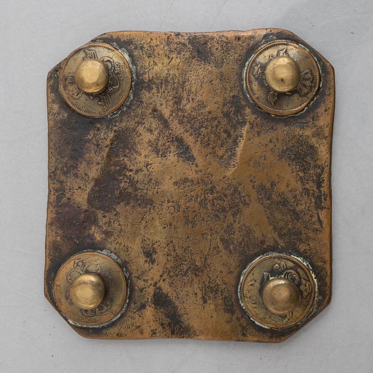 Coaster of a plate coin 1/2 daler SM, Charles XII 1713.