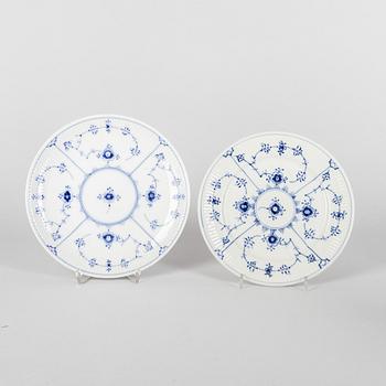 A group of five 'Blue Fluted' porcelain plates, Royal Copenhagen, model 2055, 761, 330, 329, 12, 1900-1973.