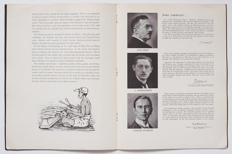 Tyra Kleen, fyra häften med åtta tryckta planscher (varav en dublett), "Temple Dances and Musical Instruments in Bali".