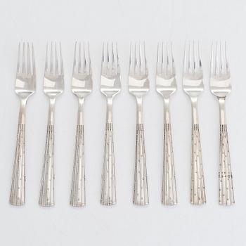 Jens Quistgaard, a 35-piece Champagne Pattern silver cutlery set, Denmark 1950-52.