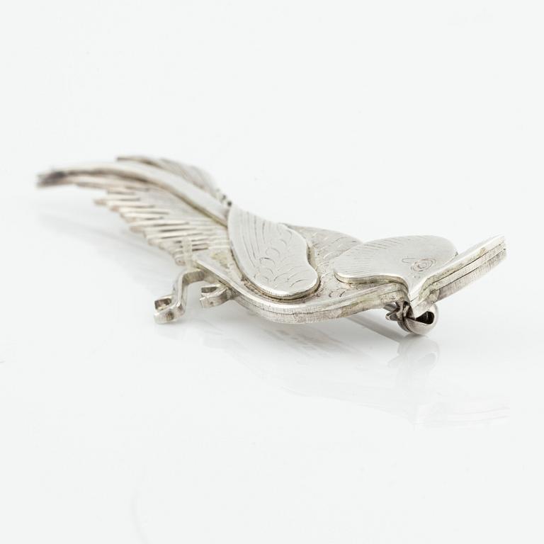 Wiwen Nilsson, a sterling silver brooch in the shape of a pheasant, Lund 1965.