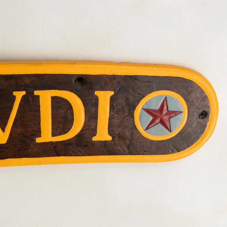 Namnskylt för båt "Lisshovdi" 1900-tal.