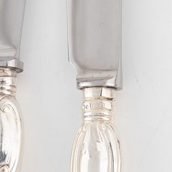 An 101-piece silver cutlery, model 'Olga', predominantly GAB, Eskilstuna, including pieces from 1974.
