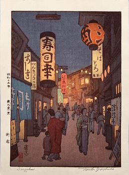 TOSHI YOSHIDA, color woodcut. Japan, signed.