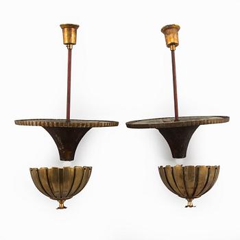 Paavo Tynell, Pendant lights, a pair, in parts. made to order for Taito 1929.