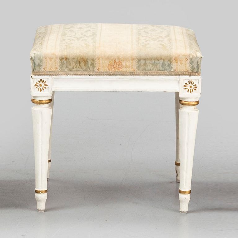 A Gustavian stool, late 18th century.