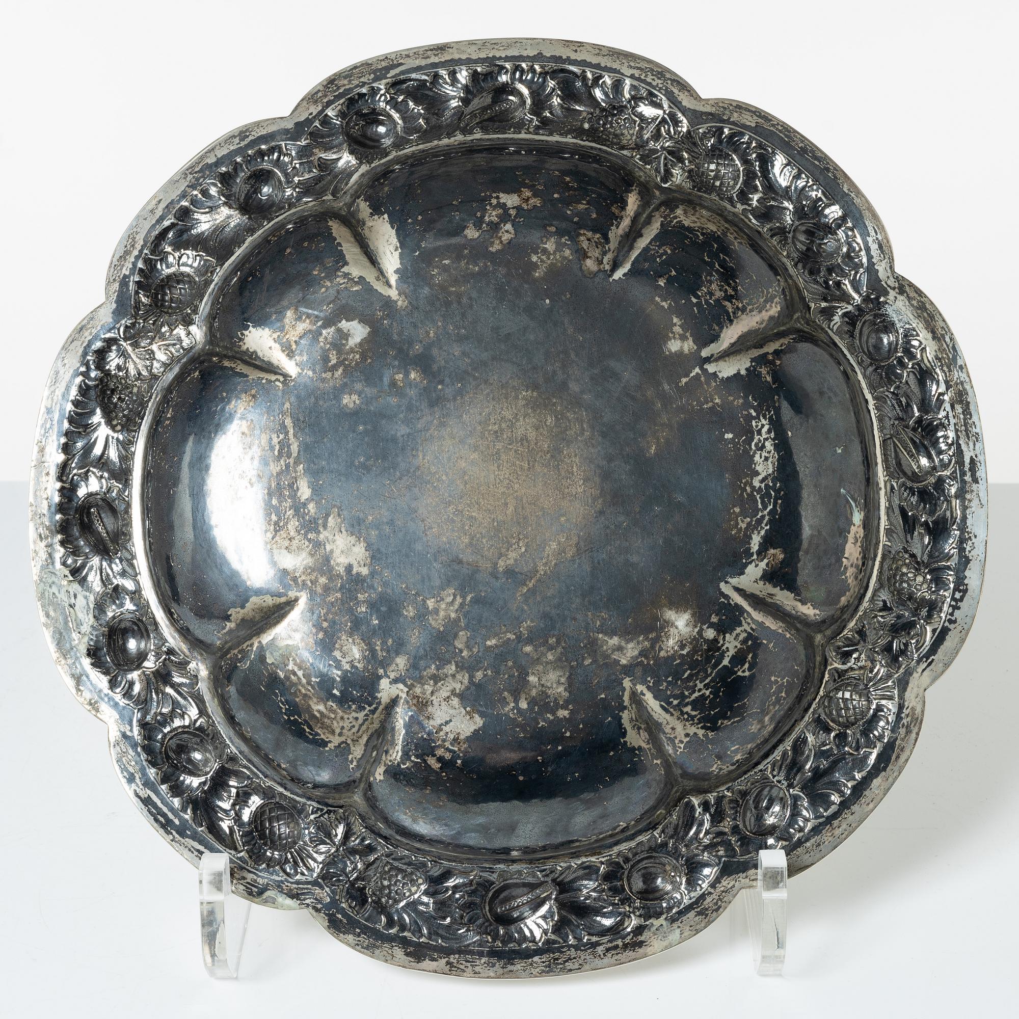 Tray, silver, Swedish import mark, first half of the 20th century.
