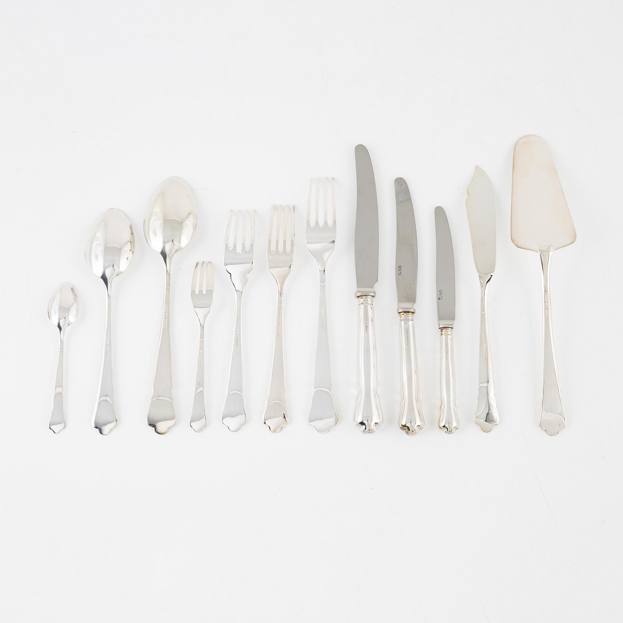 A Swedish Silver Cutlery, model 'Chippendale', GAB, Eskilstuna, some 1997 (64 pieces).