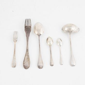 Bestickservisdelar, 40 st, silver, "Svensk rund", bl.a. GAB, Stockholm 1967.