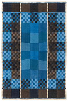 Ingrid Dessau, a carpet, ”Blå Rutor”, flat weave, ca 269 x 175 cm, signed KLH ID.