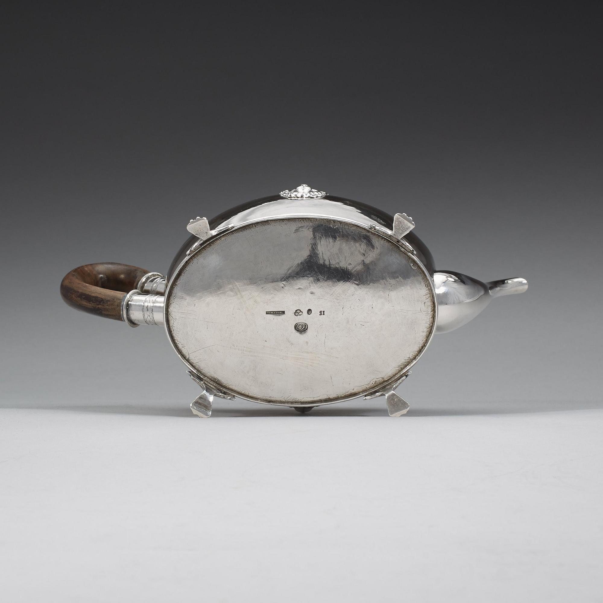 A Swedish 19th century silver tea-pot, Daniel Hallman, Stockholm 1815.
