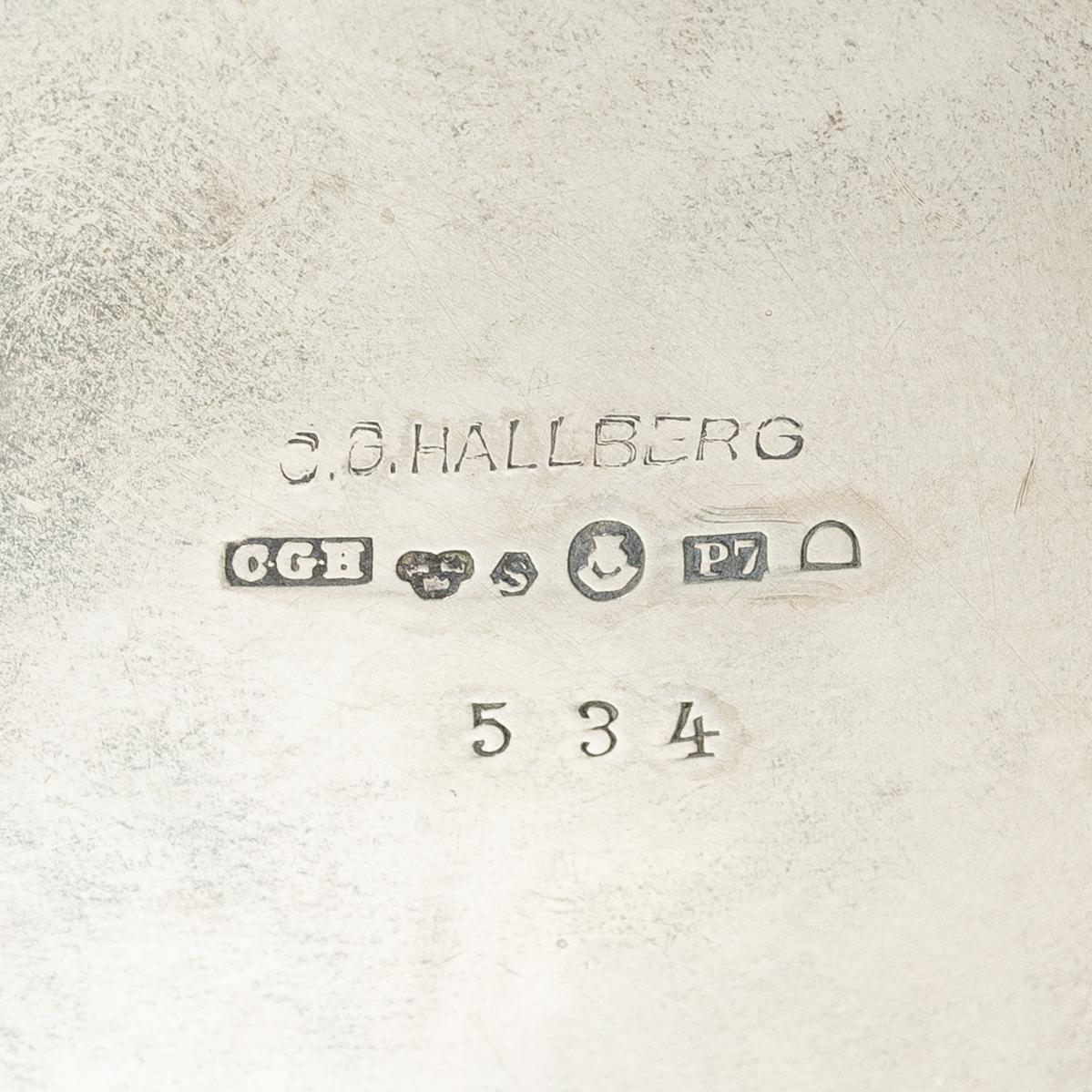 Kaffekanna, silver, sengustaviansk stil, C.G. Hallberg, Stockholm, 1917.